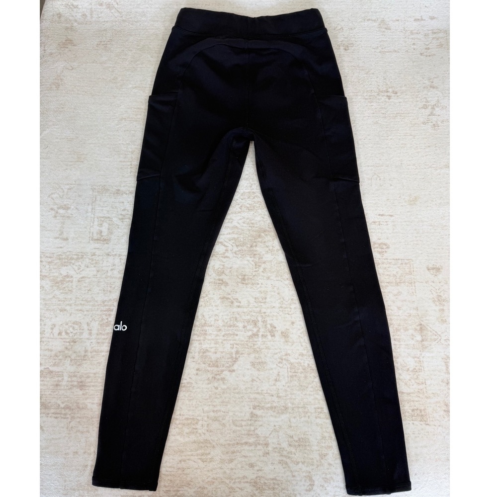 Alo Yoga Black High Waist Drawstring Cargo Pocket Leggings Womens XS 24 Inseam